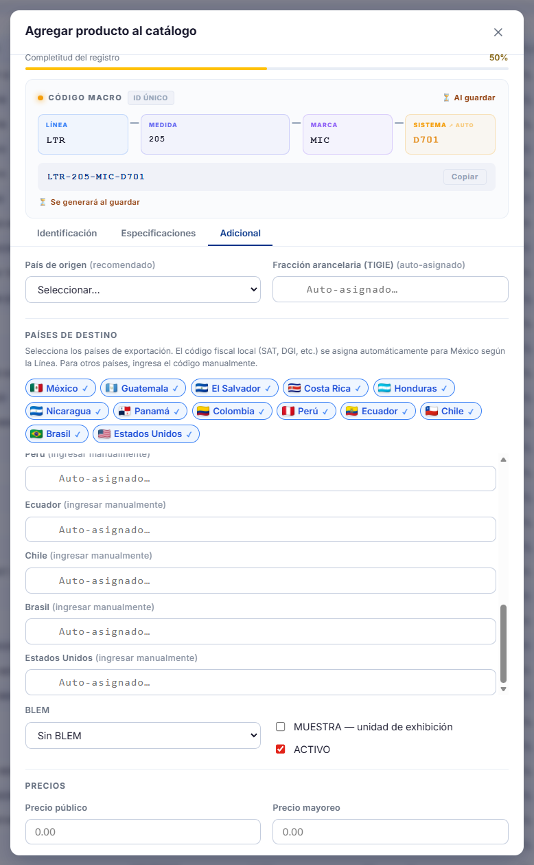 IMS — add product form